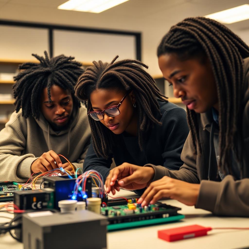 JSU engineering students in the lab